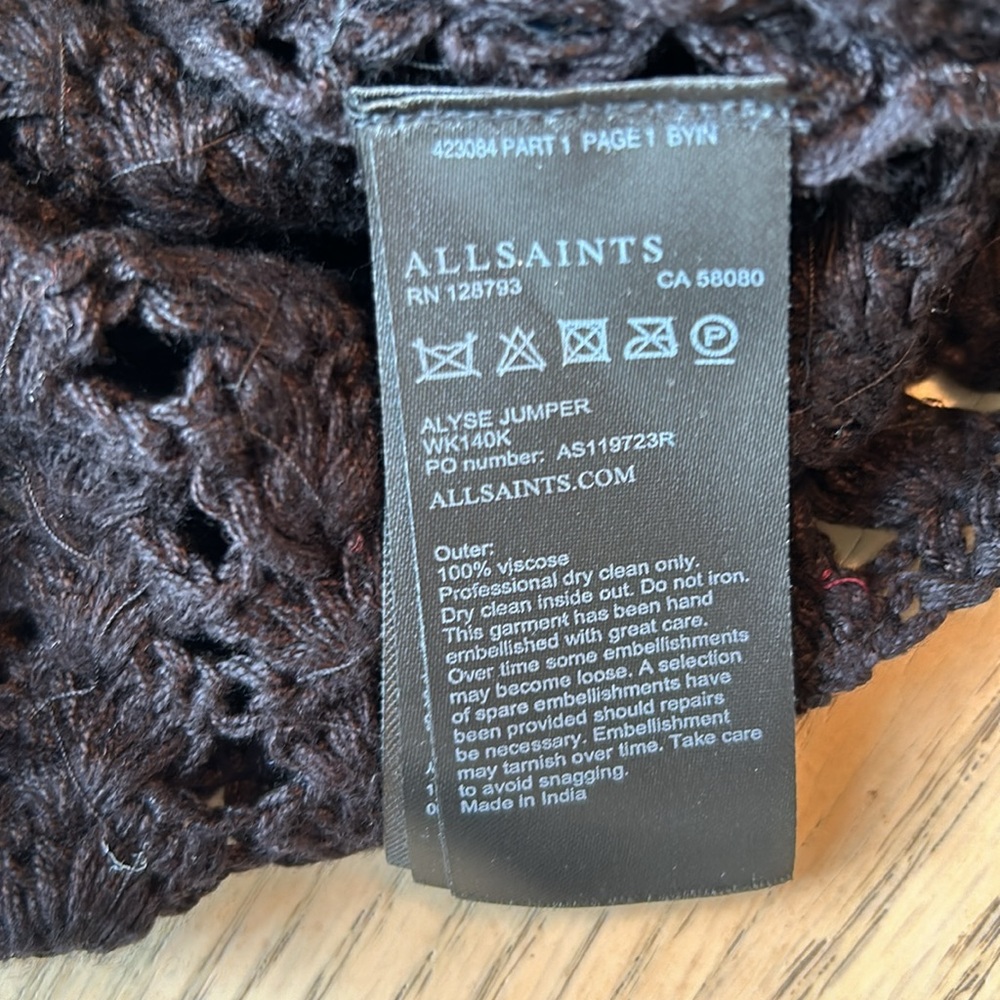 ALLSAINTS HAND EMBELLISHED SWEAT S-S - Picture 11 of 14